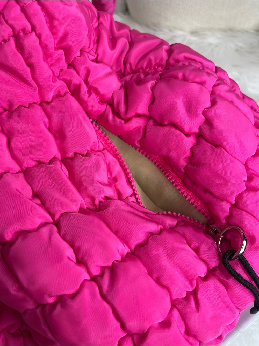 Bright Pink Quilted Shoulder Bag - Picture 6 of 12